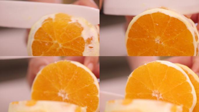 美食橙子切橙子手