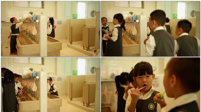 幼儿园小朋友洗脸刷牙注意卫生