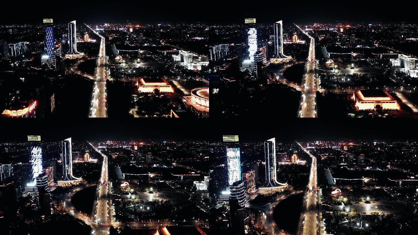 银川城市夜景航拍4K