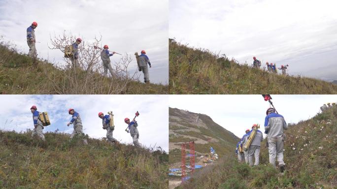 地矿勘测人行走在山脊上035