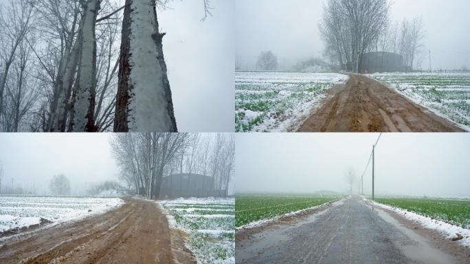 4K农村雪景稀泥路