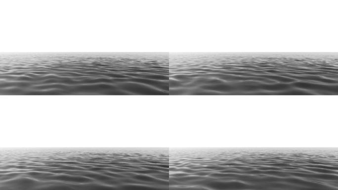 4K黑白海洋波浪置换素材循环背景