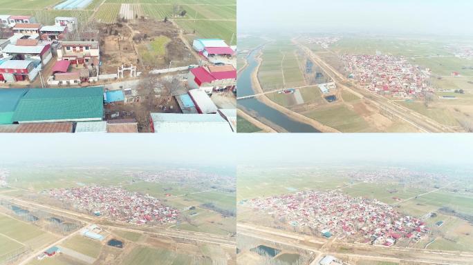航拍平原村庄农村