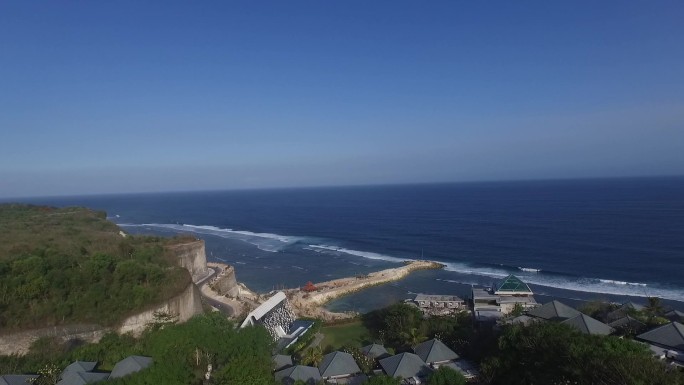 巴厘岛航拍悦榕庄酒店航拍白鸽教堂海滩海岛