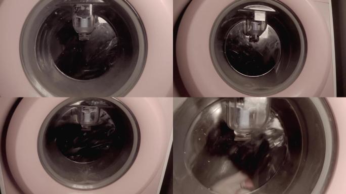 慢镜头滚筒洗衣机里的衣服