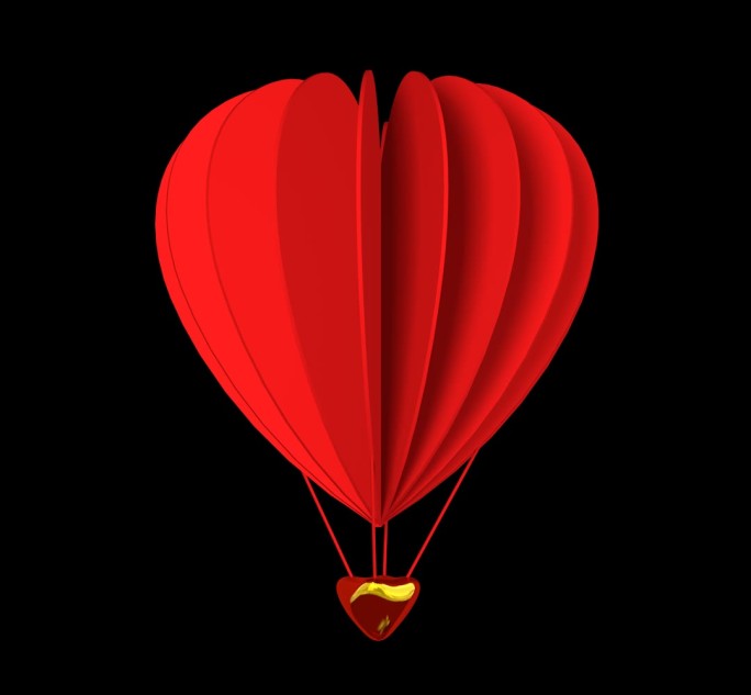 带通道红色热气球挂吊坠素材