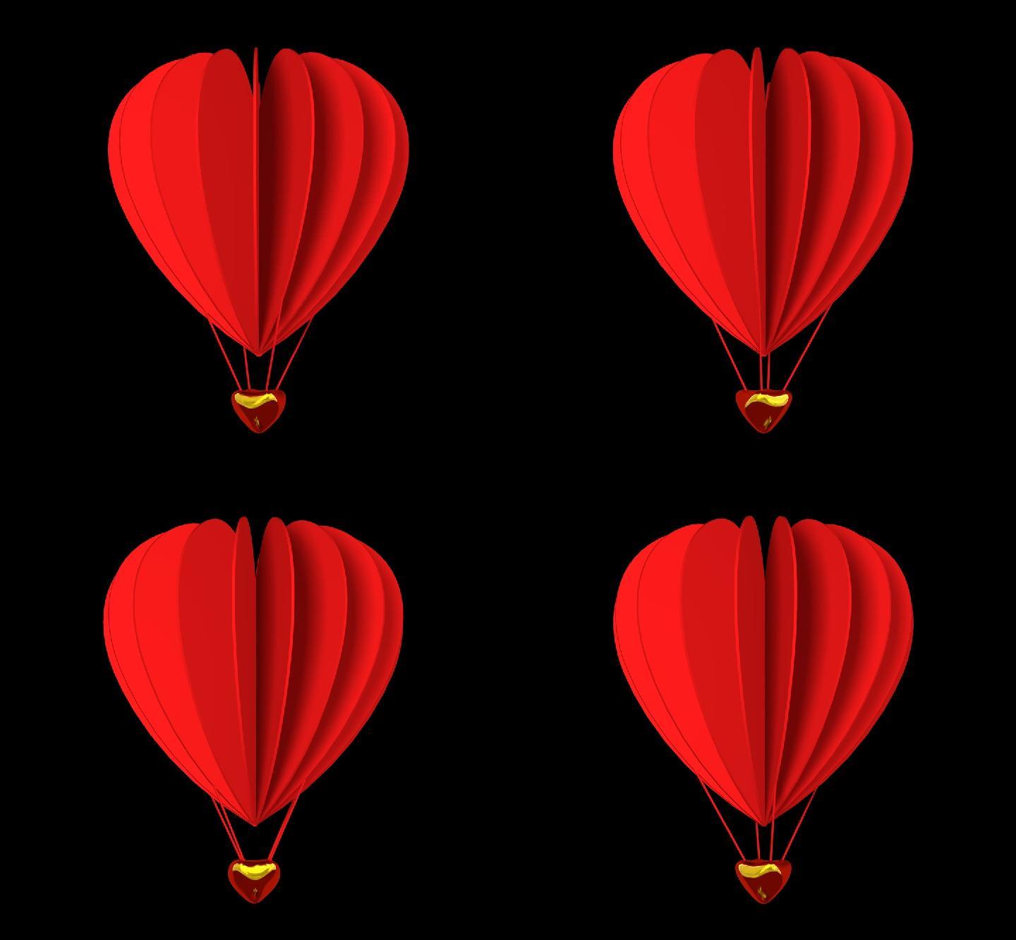 带通道红色热气球挂吊坠素材