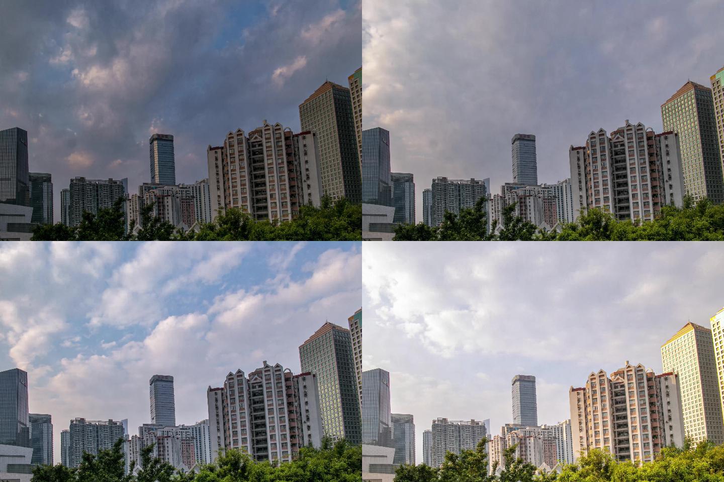 4K延时拍摄，广州春天早晨都市云彩与光影