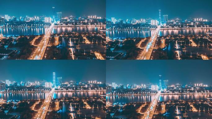广西柳州高清夜景延时城市阳光一百宣传视频