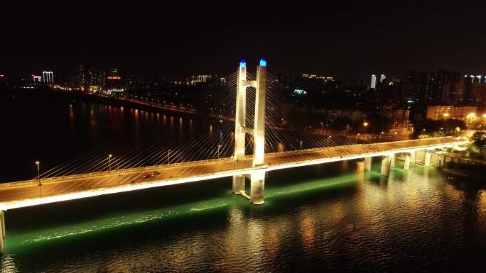 广西柳州壶西大桥夜景航拍