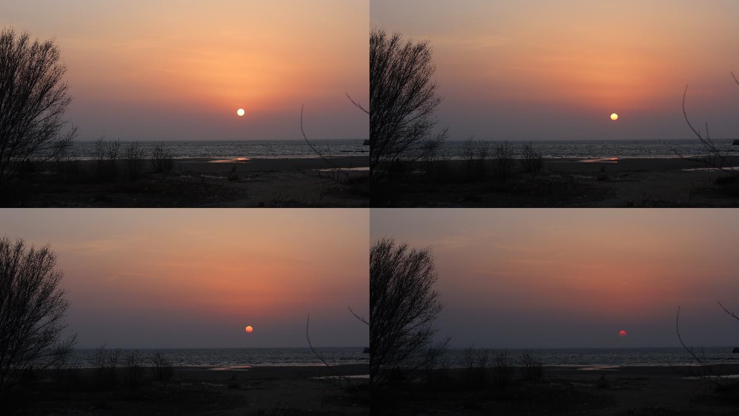 延时摄影，海边日落