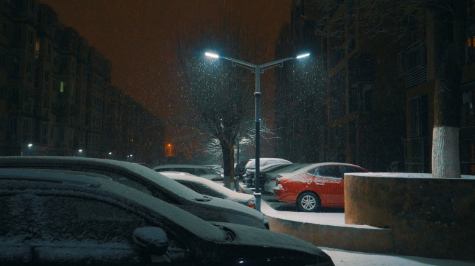 【原创】4k实拍唯美电影感冬天雪景夜景