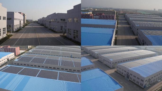 厂房航拍4k工厂厂房太阳能屋顶