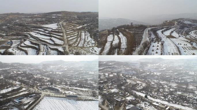 甘肃农村雪景航拍S