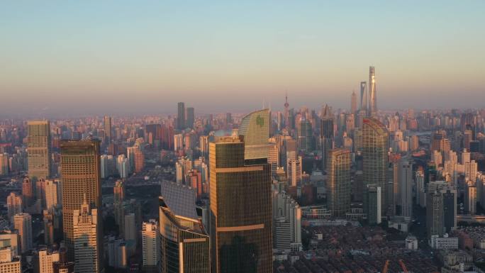4K原素材-新冠疫情时期上海城市全景