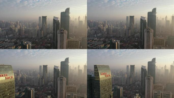 4K原素材-航拍南京西路商区高楼大厦