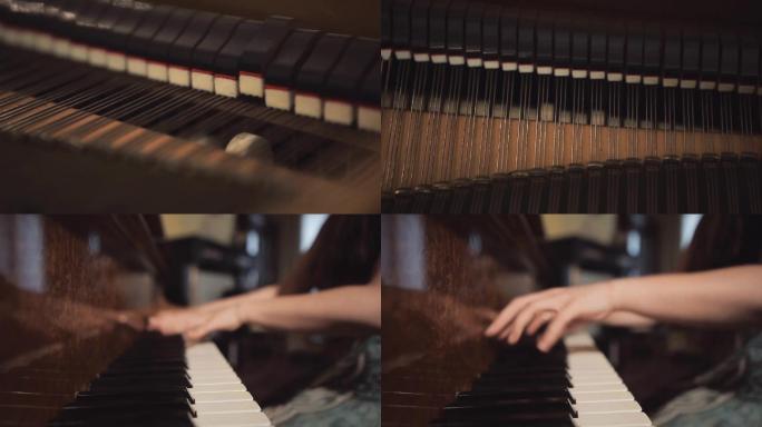 弹钢琴、钢琴