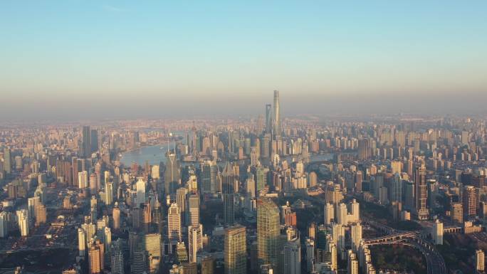 4K原素材-新冠疫情时期上海城市全景