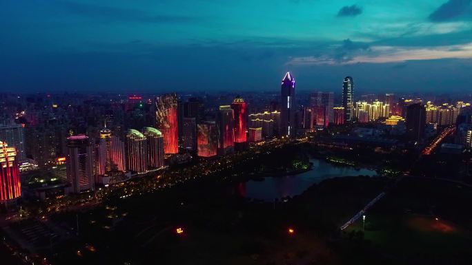 海南自贸港海口夜景航拍