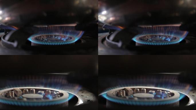 炉子上的火焰点火液化气燃气灶
