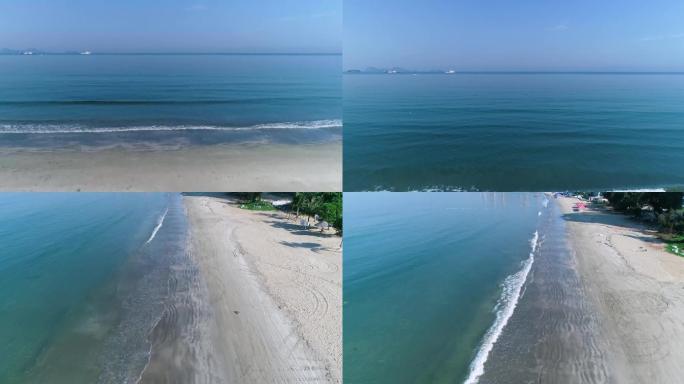 4K航拍海岸线海滩大海惠州双月湾