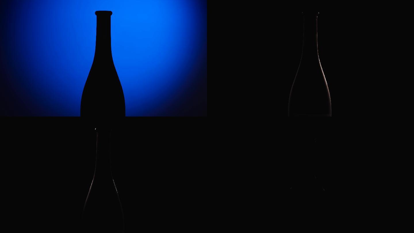 红酒瓶光影剪影4k视频素材