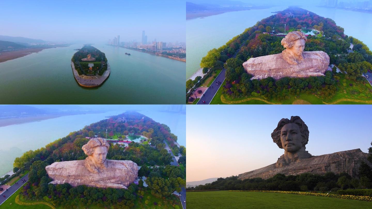 长沙橘子洲头景区公园青年毛泽东雕塑石雕