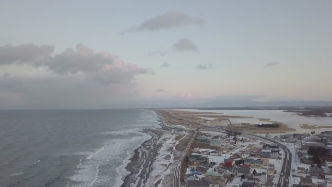 北海道北滨海岸航拍(车站)非诚勿扰取景地