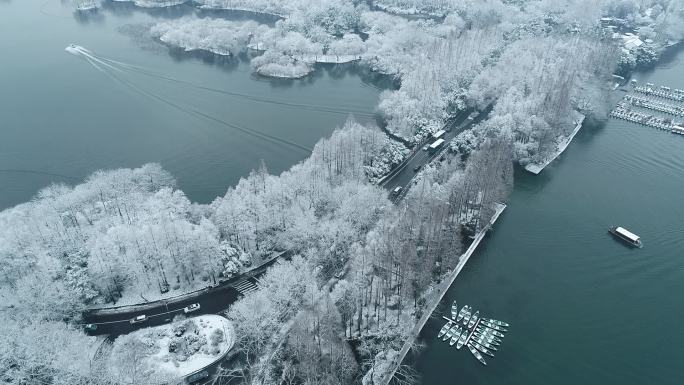 西湖雪景航拍