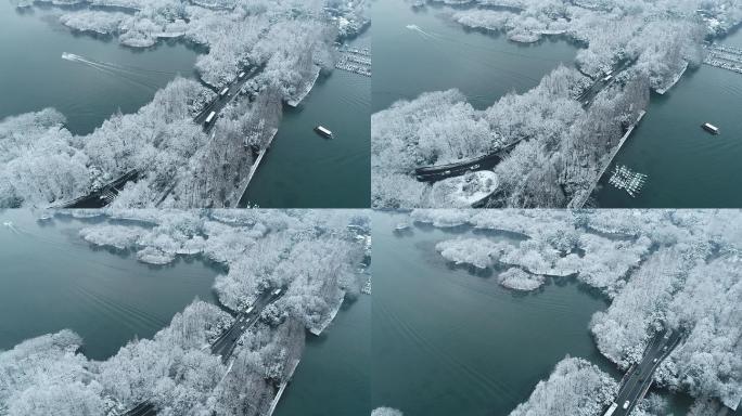 西湖雪景航拍