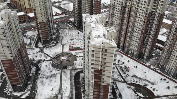 山东济南航拍空景雪景