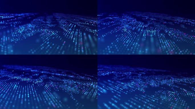 【4K】蓝色科技感数据矩阵抽象几何动画