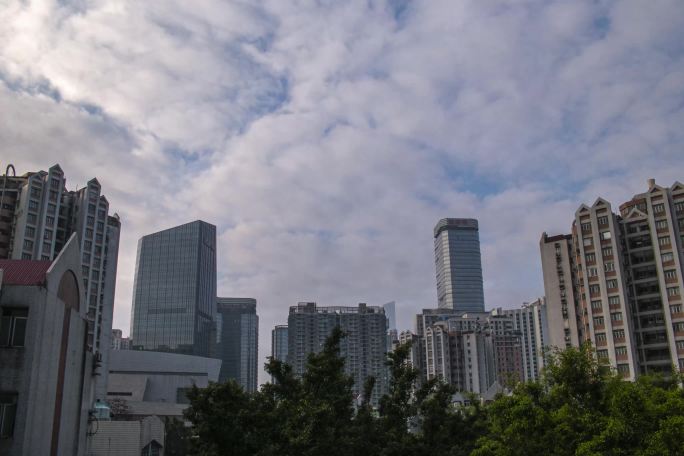 4K延时拍摄，广州天河市中心上空云彩光影
