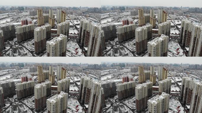 山东济南航拍空景雪景