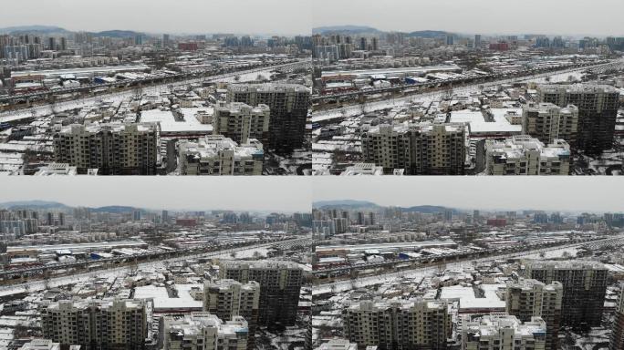 山东济南航拍空景雪景