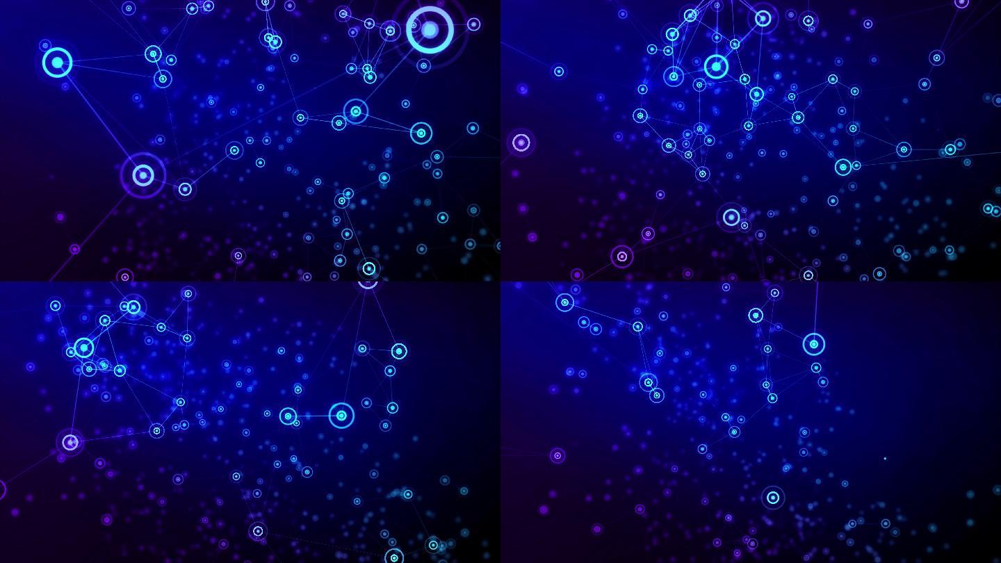 【4K】蓝色科技点线动画移动互联数据矩阵