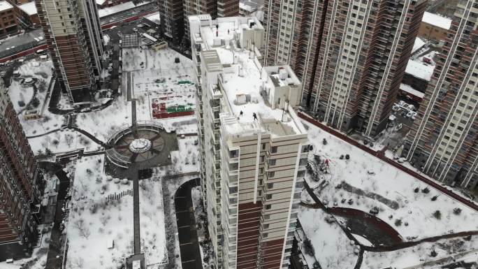 山东济南航拍空景雪景