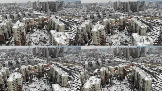 山东济南航拍空景雪景