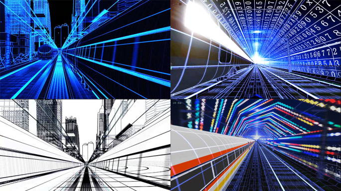 科技感5G数字智慧高铁动车穿梭城市三维
