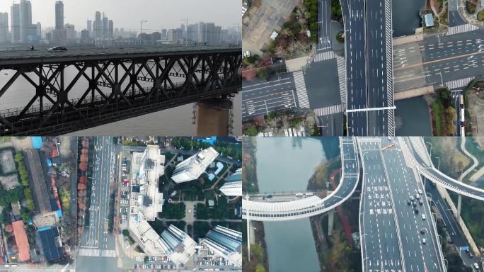 【4分钟高清】武汉疫情空城桥梁道路航拍