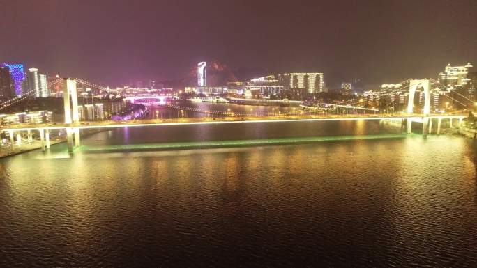 广西柳州红光大桥夜景航拍