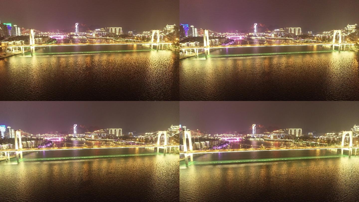 广西柳州红光大桥夜景航拍