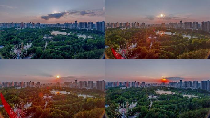 2019年夏天西安兴庆公园日落实拍