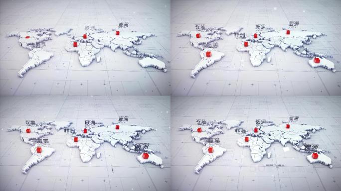 白色立体干净商务世界地图