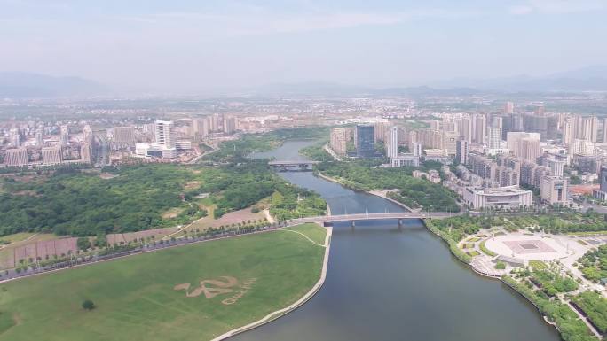 衢州航拍城市风光夜景