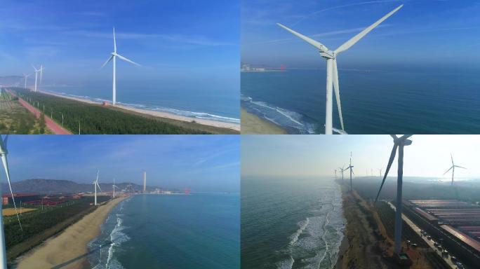 最新航拍沿海风力发电-2K原创实拍