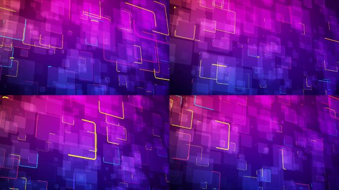 科技数据云存储荧光线条抽象几何动画