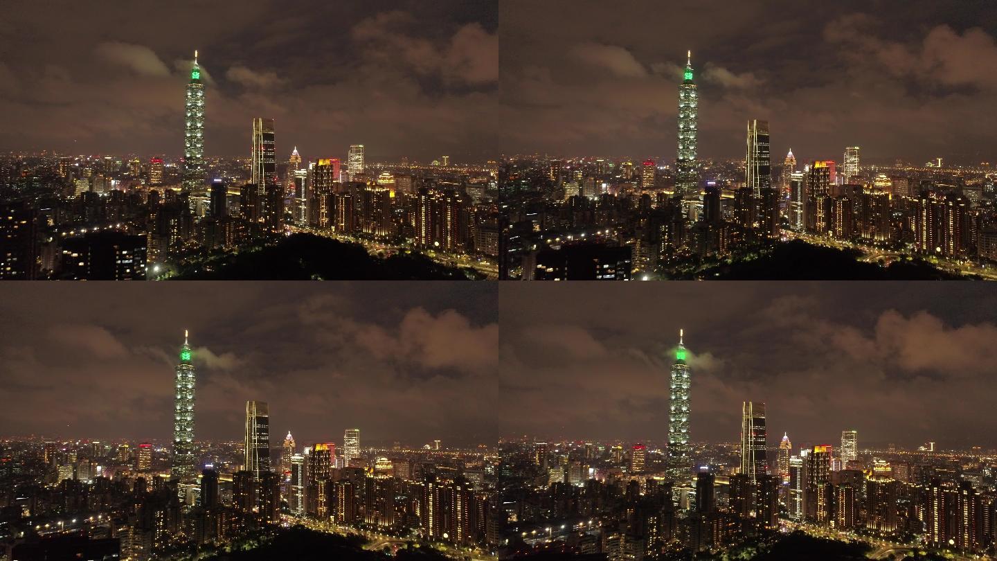 台湾台北101大厦夜景航拍