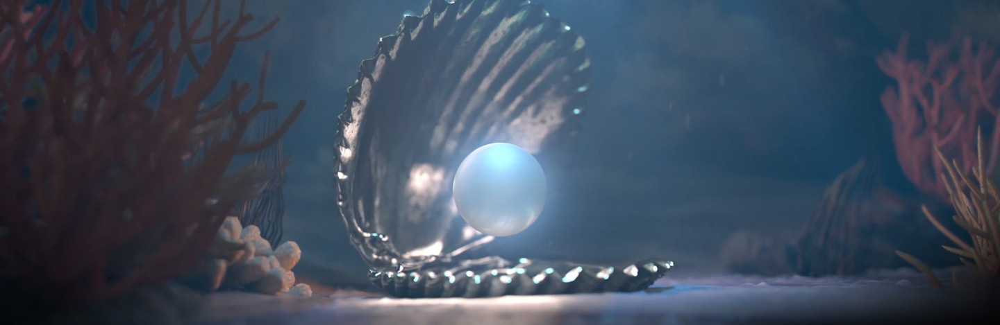 深海贝壳张开一个大珍珠