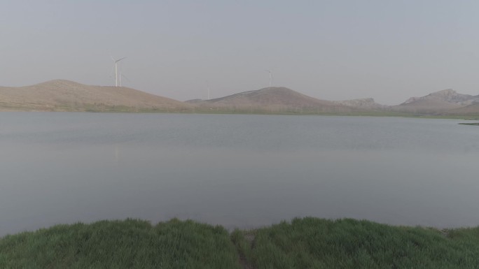 航拍农村湖水青山——原始素材可调色